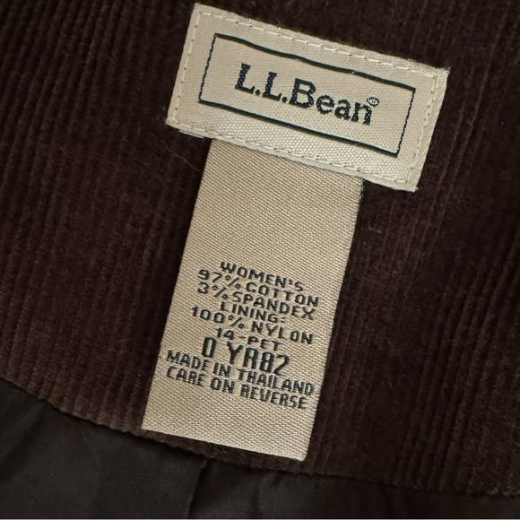 LL Bean Corduory Jacket Blazer Womens 14 P Brown Vintage Academia Preppy - Picture 7 of 12